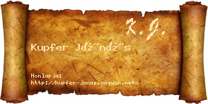 Kupfer Jónás névjegykártya