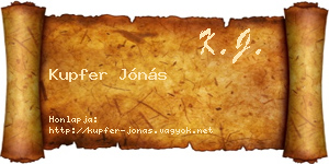Kupfer Jónás névjegykártya